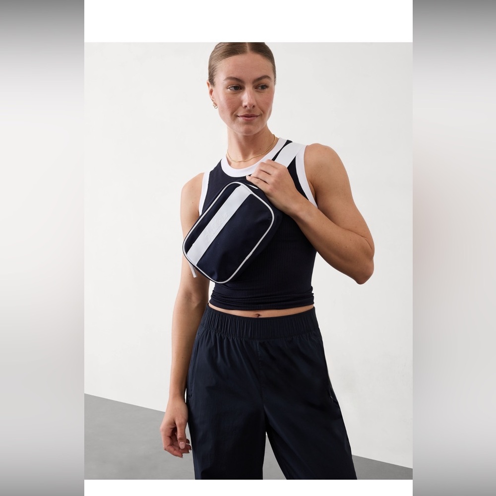 Athleta Navy & White Crossbody all about large canvas belt bag nwt new!